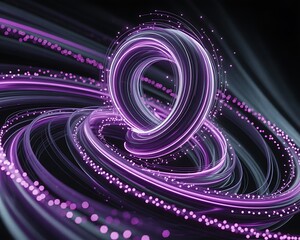 Abstract purple light trails forming a ring and swirling pattern