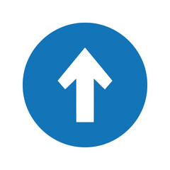 Blue circle up arrow icon: forward direction, progress, next step symbol Vector
