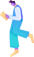 Vector flat gradient illustration of a character reading a book.
