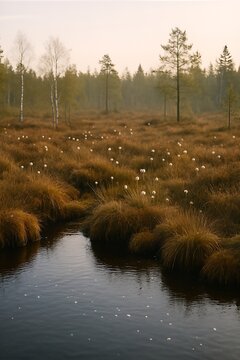 Meandering rill through a hummock bog