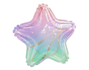 Star-Shaped Holographic Foil Balloon Illustration with Pastel Gradient and Gold Marble Veins