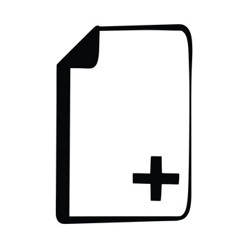 Simple representation of a document icon with a plus symbol, suggesting addition
