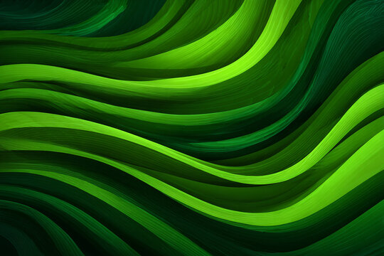 flowing abstract green wavy layers with subtle textures and shadows creating a sense of depth and movement