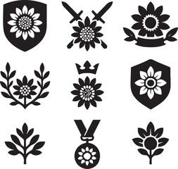 Sunflower Heraldic Crest Bundle vector eps.eps