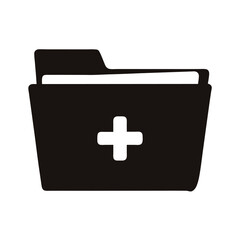 Obraz premium Black silhouette icon of a folder with a white plus symbol