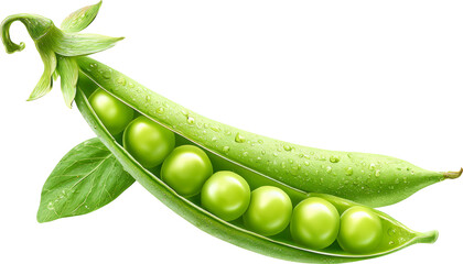 Fresh green pea pod open dew kissed produce bursting with natural freshness