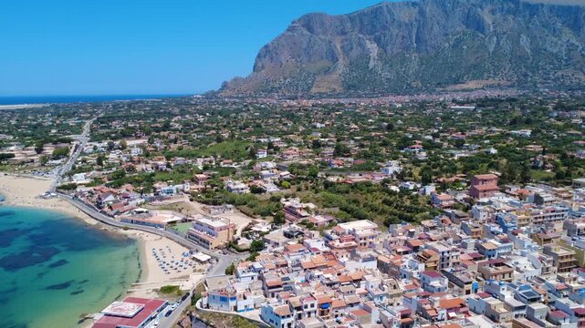 Explore the Scenic Coastal Town of Cefalu, Italy With Stunning Views of Beaches and Mountains. Terrasini, Sicily, Italy