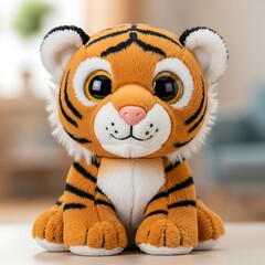 Adorable Tiger Plush Toy with Big Eyes - A Cute and Cuddly Companion.