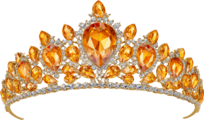 Gold tiara orange gemstone royal crown luxury jewelry ornate design shimmer with elegance