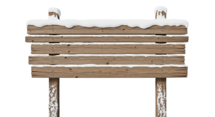 Blank Winter Directional Wooden Signboard with Snow Cap Isolated Illustration
