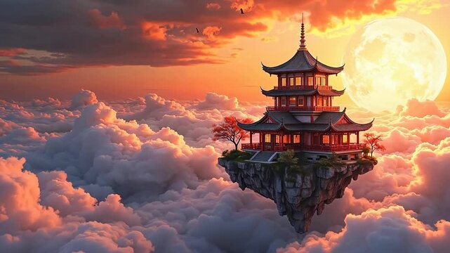 Floating temple in the clouds