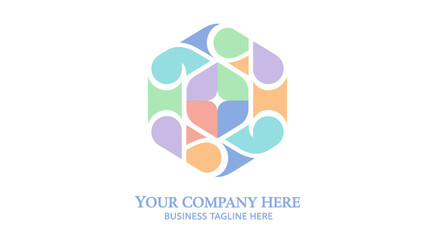 Abstract Hexagon Logo with Pastel Colors and Geometric Design