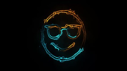 Featuring a figure with sunglasses, showcasing vibrant colors and glowing effects, abstract retro style character icon animation loop. creating a captivating visual experience in a dark background. - Powered by Adobe