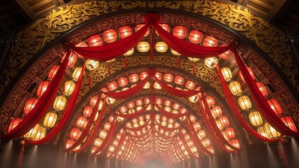 Obraz premium Chinese Lanterns and Red Fabric Decoration