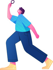 Vector flat gradient illustration of a character reading a book.
