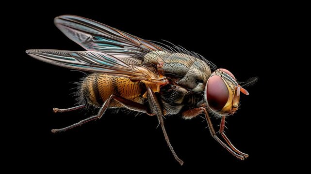 Macro Shot of a Common Housefly Isolated