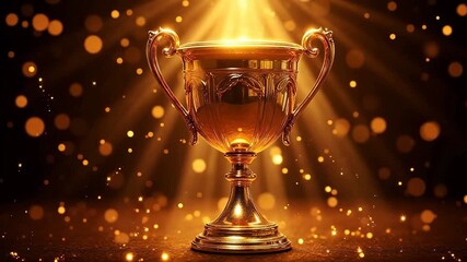 Golden trophy with glowing light