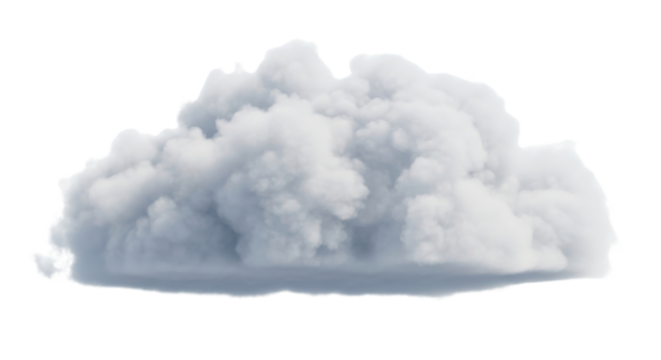 High quality single volumetric fluffy white cloud isolated on transparent background