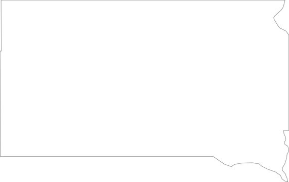 South Dakota Map Stroke Outline Isolated State of USA Minimalist Vector