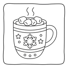 Warm Marshmallow Cocoa | Fun Winter Coloring Sheet