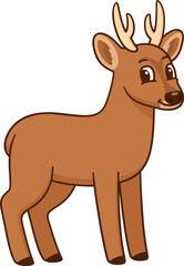 Fototapeta premium Cute cartoon huemul deer drawing, funny vector illustration. National animal of Chile.