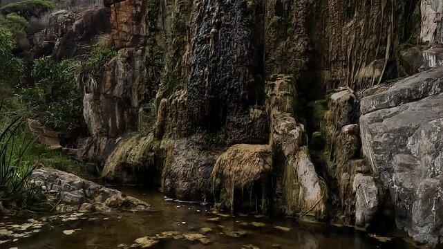 Quinninup Falls, Seasonal Waterfall Cascading Over Orange Granite Cliffs on the Western Australia Coastal Hike