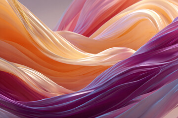 abstract waves of flowing silk fabric in pastel shades of pink orange and purple