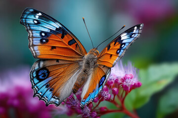 Fototapeta premium Colorful Butterfly Resting on a Vibrant Flower