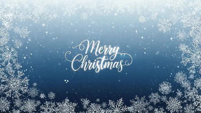 Merry Christmas: A Beautifully Crafted Festive Artwork Featuring Snowflakes and an Elegant Script Font Set Against a Wintery Blue Background