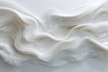 Obraz premium elegant white abstract paper sculpture with flowing waves and soft light