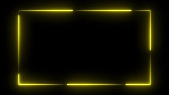 yellow neon glowing webcam frame with smooth rounded shapes on transparent background ideal for livestream scenes party visuals and modern graphic layouts