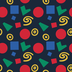 Colorful Retro Geometric Shapes Repeating Design