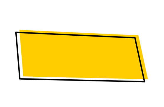 Tilted yellow rectangle with black outline for sale labels, stickers, highlights, and modern graphic design elements