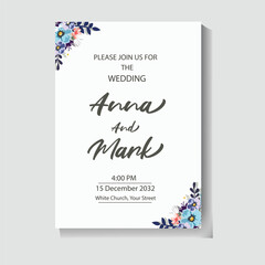 Hand drawn flat design wedding invitations
