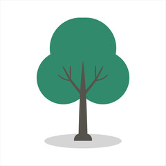 Stylized Tree Illustration A Lush, Green Tree with a Robust Trunk and Broad Canopy