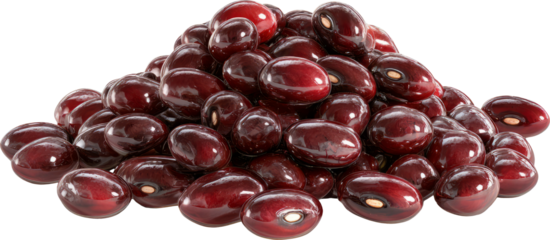 Glossy red bean seed, shiny pile, closeup food, smooth texture, natural