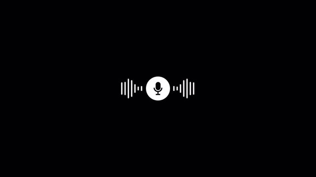 Podcast audio waveform with microphone icon Animation on a transparent background, Audio waveform with microphone icon animation, Audio Equalizer Background Animation With Alpha Channel.