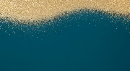 Gold glitter border on a deep teal blue background for celebration