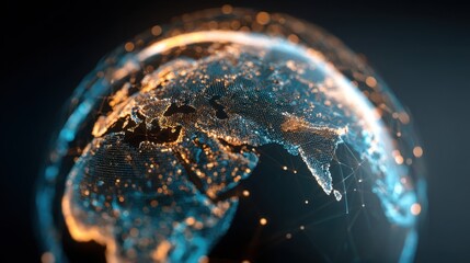 Abstract glowing digital globe network connections