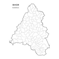 Vector Map of Bihor County (Județul Bihor) with all Administrative Territorial Units (UAT) including Municipalities (Municipii), Towns (Orașe) and Communes (Comune) - Romania 2025