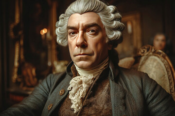 Portrait of a distinguished gentleman in historical attire, reflecting the elegance of the past