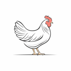 Fototapeta premium Elegant white hen vector illustration: A minimalist depiction of poultry beauty