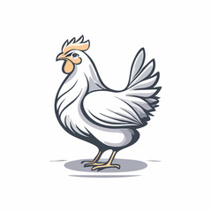 Fototapeta premium Elegant white rooster vector illustration with clean lines and simple design
