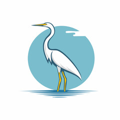 Fototapeta premium Elegant White Heron Illustration: A Symbol of Grace and Natural Beauty Artwork