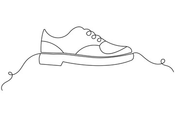 Shoe Continuous one  line drawing white background isolated modern sneaker image
