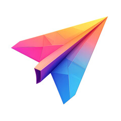 Colorful paper plane with vibrant gradients against a black background art