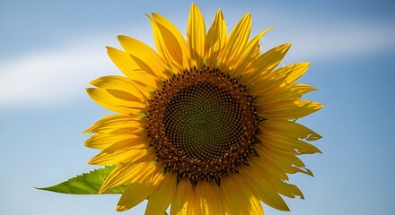 Fototapeta premium Vibrant Sunflower Against a Clear Blue Sky on a Sunny Day.