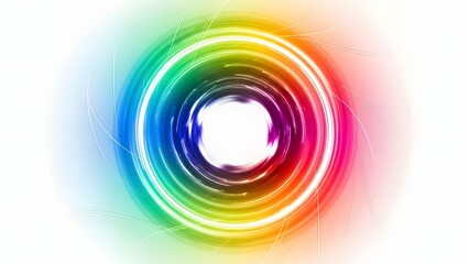 Abstract Rainbow Color Swirl Circles on White Background