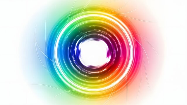 Abstract Rainbow Color Swirl Circles on White Background