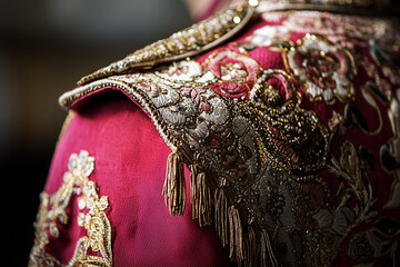 AI. Close-up view on bullfighter wearing traditional suit